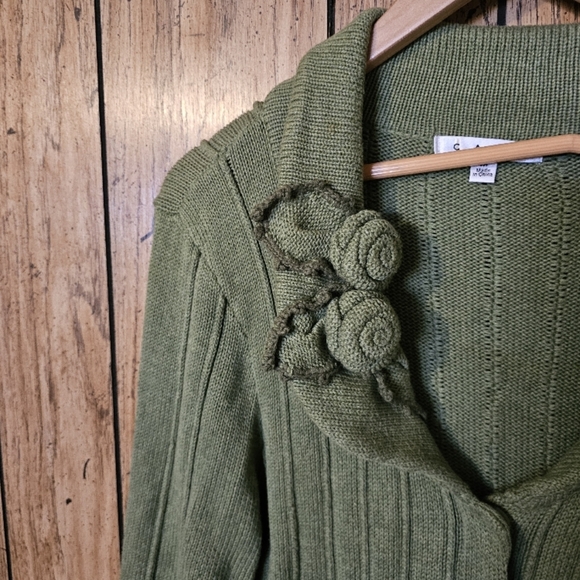 CABI Knit Crochet Flower Detail Snap Front Cardigan - Medium - Picture 4 of 5